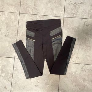 Black leggings with faux leather sides
